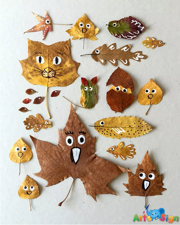 艺象标儿童美术秋天写生游玩玩什么树上掉下的小动物